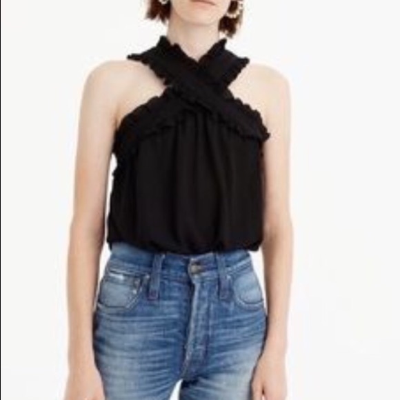 J.Crew Cross Neck  Ruffle Blouse - Picture 2 of 2